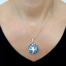 925  Silver Roman Tree of Life   Glass Pendant Necklace