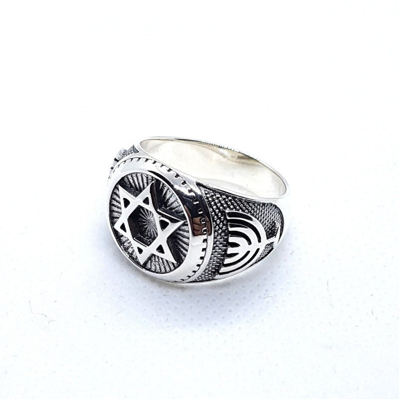 925 Silver Star of David Ring ,Menorah Ring