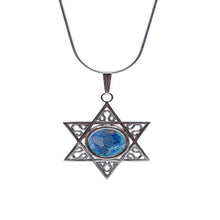 925 silver Star of David Roman Glass pendant Necklace