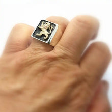 925 Sterling Silver 9k Gold Lion of Judah  Men's Rings
