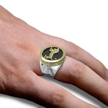 925 Sterling Silver 9K Gold  Eilat Stone Megiddo Lion Ring