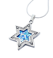 silver roman glass star of david pendant