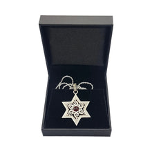 925 Silver Star of David Pendant Filigree Work Set With Garnet Stone