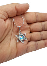 925 Silver Star of David Roman Glass Pendant