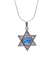 925 Silver Star of David Roman Glass Pendant