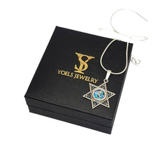 925 Silver Star of David Roman Glass Pendant