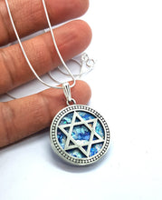 925 Sterling Silver Judaica, Ancient Roman Glass Star of David Pendant , Magen David Israel Jewelry