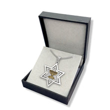 925 Silver Star of David Gold Menorah Pendant