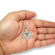 925 Silver Star of David Gold Menorah Pendant