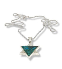 925 Silver Eilat Stone Star of David Necklace, 2 Sides Star of David Pendant Stone,Star of David Necklace ,Eilat Stone Pendant