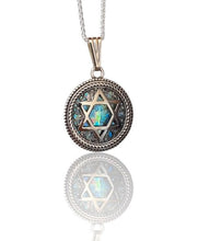 925 Silver Star of David Roman Glass Pendant
