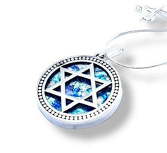 925 Sterling Silver Judaica, Ancient Roman Glass Star of David Pendant , Magen David Israel Jewelry