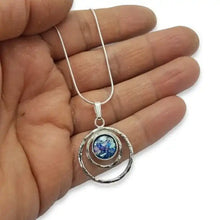 925 Sterling Silver Roman Glass Pendant  Necklace
