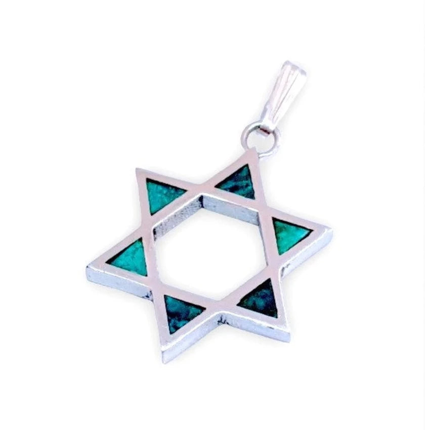 925 Silver Eilat Stone Pendant ,Eilat Stone Star of David Pendant, Eilat Stone Pendant ,Gift from Israel ,Unisex Pendant,Holy Land Jewelry