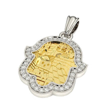 14k Gold Jerusalem Hamsa Pendant 