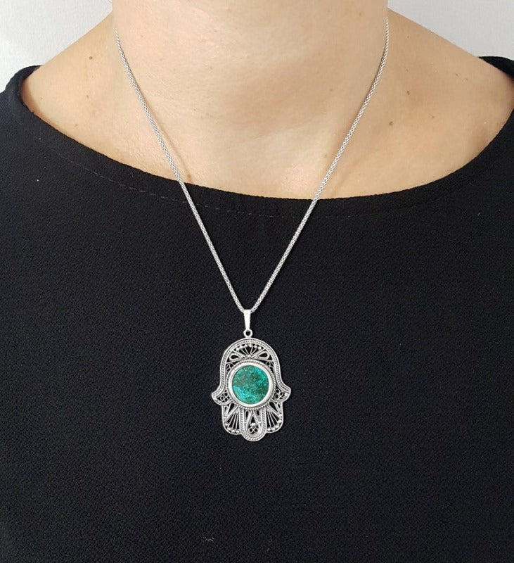 925 Eilat Stone Hamsa pendant