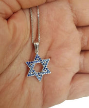 14k Gold star of David set with sahphires