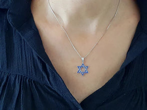 14k gold Star of David Pendant With Sapphire Stones 
