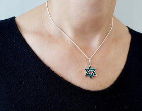 925 Sterling Silver Eilat Stone Star of David Pendant