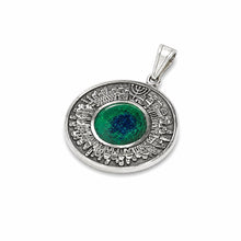 
Jerusalem medallion pendant in sterling silver with Eilat stone center, detailed holy city design symbolizing faith and connection to Israel handcrafted Jewish jewelry