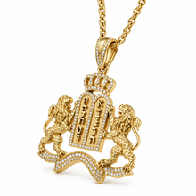14K Gold Lion of Judah Pendant with Diamonds – Ten Commandments Necklace, Handmade Judaica Jewelry Israel
