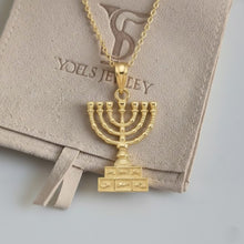 14K Gold Menorah Pendant Jewish Judaica Jewelry Jerusalem