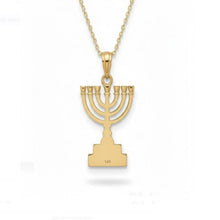 14K Gold Menorah Pendant Jewish Judaica Jewelry Jerusalem