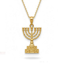 14K gold menorah pendant 