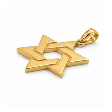 Gold Star of David pendant on a white background