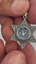 925 Silver Roman Glass Star of David Shema Israel Pendant