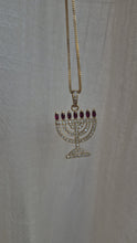 gold menorah diamonds pendant