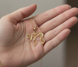 14K Gold Filigree Chai Pendant,Jewish Pendant Handmade In Israel