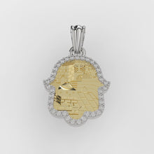 14k Gold Jerusalem Hamsa Pendant Set with Diamonds,Jewish Pendant ,Gold Hamsa Pendant