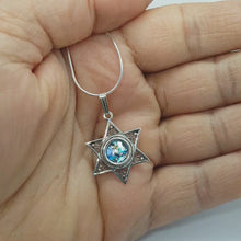 925 Silver Star of David Roman Glass Pendant Necklace
