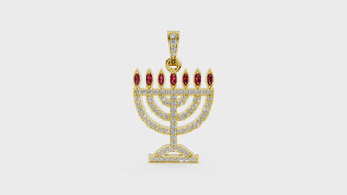 14k gold menorah pendant 