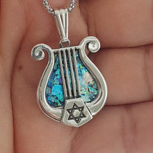 roman glass harp star of David pendant