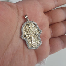 Unisex 14k Gold Diamonds Jerusalem Hamsa Pendant