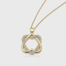 14k Gold Star of David  Heart  Pendant 45 cm chain