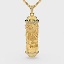 14k gold and diamonds Jerusalem Mezuzah Pendant