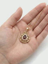 14K Gold Pomegranate Pendant with Garnet & Lab Diamonds