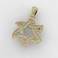 14k Gold Diamond Star of David Pendant 1.7 cm