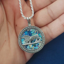 Unisex 925 Sterling Silver Roman Glass Lion of Judah Pendant