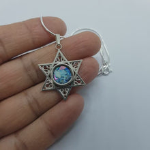 925 Silver Star of David Roman Glass Pendant Necklace