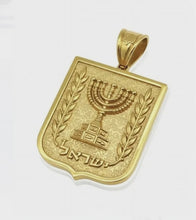 14k gold Israel emblem Menorah pendant with diamonds
