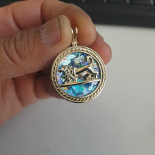 14k Gold Lion of Megiddo Roman Glass Pendant