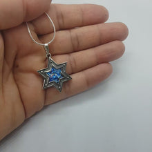 925 Silver Star of David Roman Glass Pendant Necklace