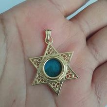 14K Gold Eilat Stone Star of David Pendant  Handmade in Israel