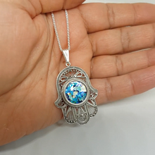 roman glass yemenite filigre hamsa pendant from Israel 