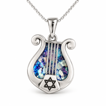 925 silver roman glass harp pendant