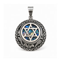 925 Sterling Silver Roman Glass Star of David Pendant